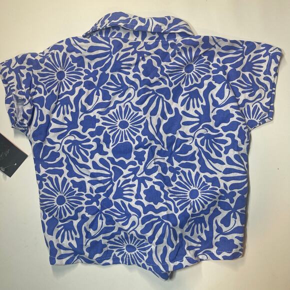 Vance Camuto Girls Size 6 button up top-Periwinkle flowery design NWT - Picture 4 of 5